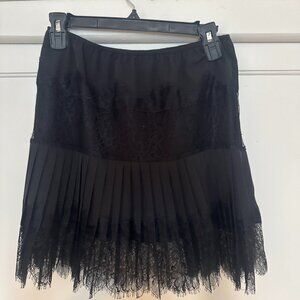 Black Pleated Lace Mini Skirt – Size Medium